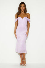 Linking Up Lace Midi Dress Lilac
