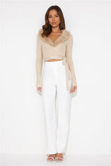 Off Duty Wrap Top Beige
