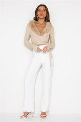 Off Duty Wrap Top Beige