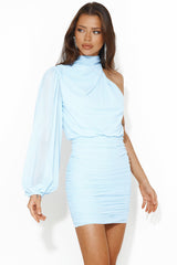 Compliment High Mesh Mini Dress Blue