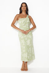 Star Sign Tells One Shoulder Midi Dress Green
