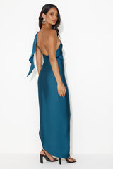 Make Her Move Satin Midi Dress Teal