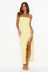 Gleaming Days Mesh Frill Maxi Dress Yellow