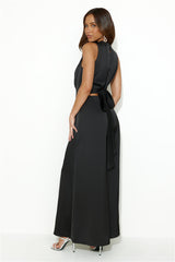 Ready Set Style Satin Jumpsuit Black