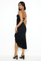 She's Adored Strapless Mesh Midi Dress Black