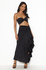 Diary Of Secrets Satin Maxi Skirt Black