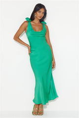Event Of All Events Satin Maxi Dress Green