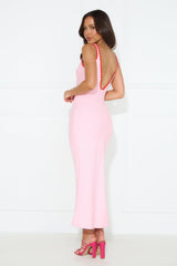 Country Summer Linen Blend Maxi Dress Pink