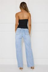 Flirty Game Strapless Mesh Top Black