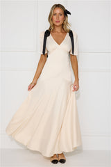 Vintage Era Satin Maxi Dress Cream