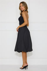 Rising Stars Halter Bubble Midi Dress Black