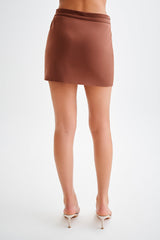 Letitia Suiting Mini Skirt With Buckle - Wood