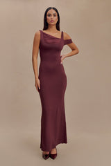 Janette Recycled Nylon And Mesh Sleeveless Maxi Dress - Mahogany
