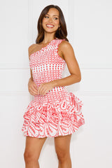 All The Elements One Shoulder Mini Dress Red
