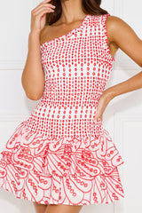 All The Elements One Shoulder Mini Dress Red
