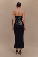 Allana Faux Leather Strapless Top - Black