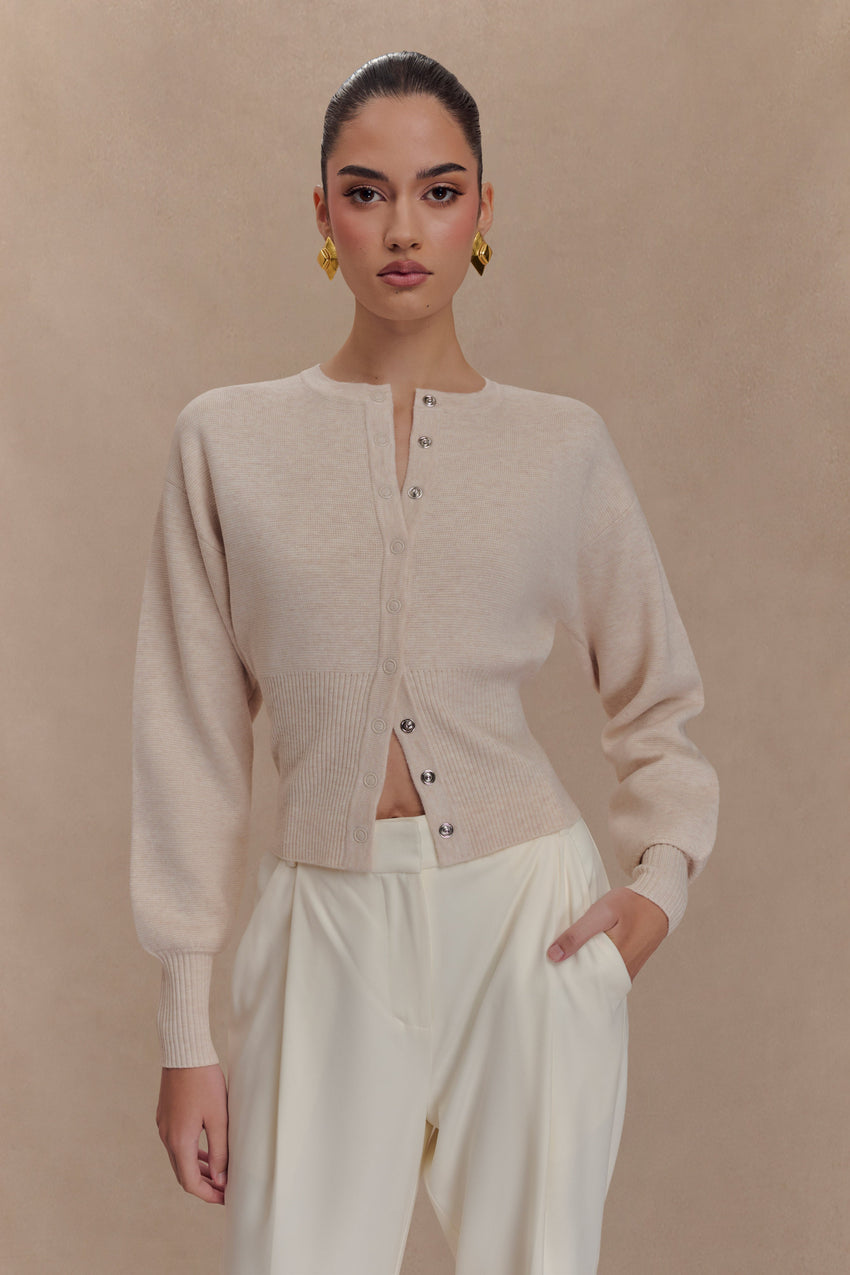 Ferne Button Up Knit Cardigan - Oat Marle