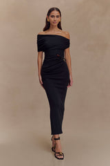 Kendra Scuba Jersey Midi Dress With Hardware - Black