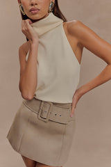 Hayes Faux Suede Belted Mini Skirt - Sand