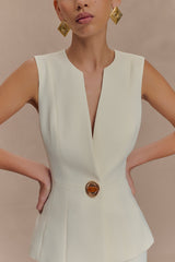 Angelie Suiting Vest Top - Ivory