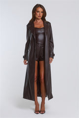 The Statement Faux Leather Coat Chocolate