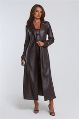 The Statement Faux Leather Coat Chocolate