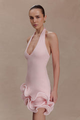 Willowmena Halter Neckline Mini Dress With Tubed Hem - Baby Pink