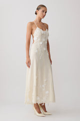 Odette Floral Lace Midi Dress - Buttermilk