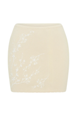 Monroe Embroidered Knit Mini Skirt - Cream And Ivory