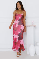 Girl Vibes Mesh Maxi Dress Pink