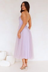 Signal My Way Tulle Midi Dress Lilac