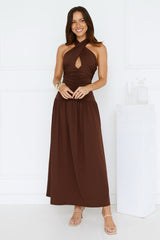 Enchanted Mirage Halter Maxi Dress Brown