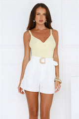 Balmy Nights Ribbed Top Lemon
