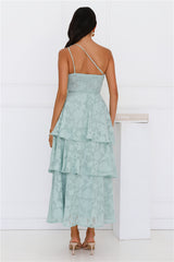 Pixie Petals One Shoulder Maxi Dress Sage