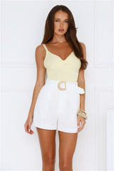 Balmy Nights Ribbed Top Lemon