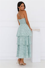 Pixie Petals One Shoulder Maxi Dress Sage