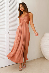 Piece Of Your Love Satin Maxi Dress Rust