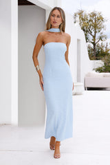 Stylish Fusion Halter Maxi Dress Blue