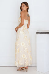 Iconic Influence Strapless Mesh Maxi Dress Yellow