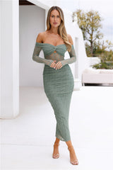Raegan Mesh Midi Dress Sage