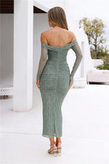 Raegan Mesh Midi Dress Sage