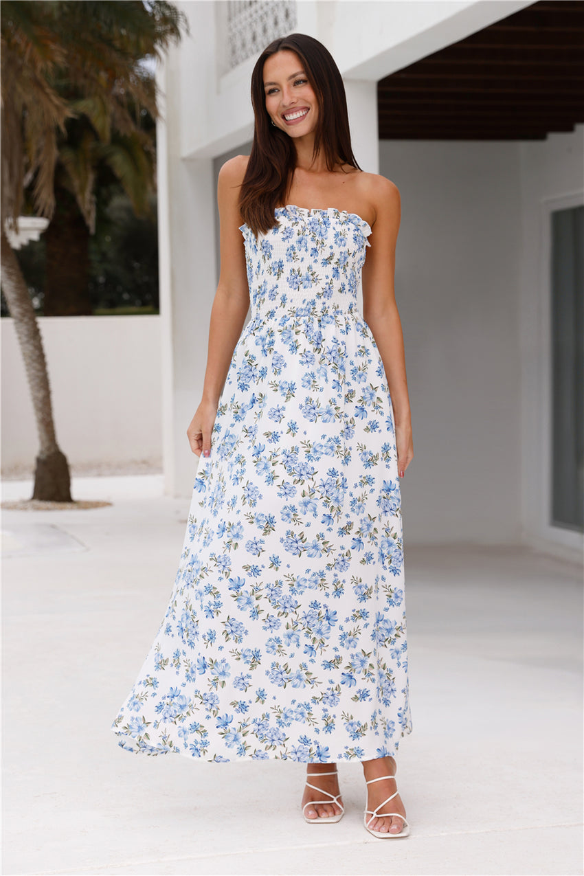 Anika Strapless Maxi Dress White
