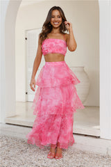 Worthy Of Roses Frill Crop Top Pink