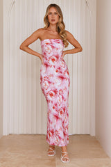 Blooming Brilliance Strapless Maxi Dress Pink