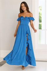 Ethereal Evening Off Shoulder Maxi Dress Blue