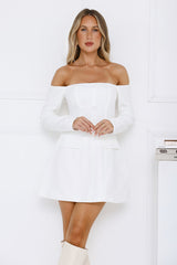Captivating Girl Off Shoulder Mini Dress White