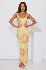 Amber Splendour Mesh Maxi Dress Yellow