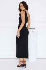 Soft Power One Shoulder Midi Dress Black