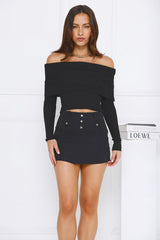 Meet Sophistication Off Shoulder Knit Sweater Black