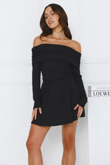 Magic In Motion Off Shoulder Mini Dress Black